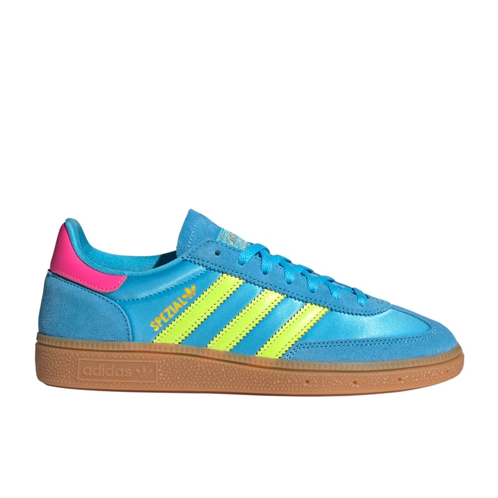 Adidas Sambas Bright Blue Sneakers with Neon Yellow Stripes